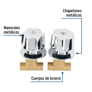 Juego llaves empotrar soldables, maneral metálico, Foset