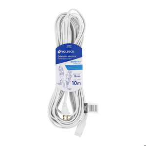 Volteck Extensión eléctrica doméstica 10 m clavija recta, blanca