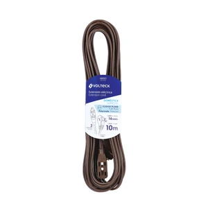 Volteck Extensión eléctrica doméstica 10 m clavija plana, café