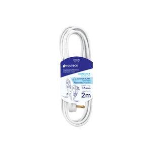 Volteck Extensión eléctrica doméstica 2 m clavija plana, blanca