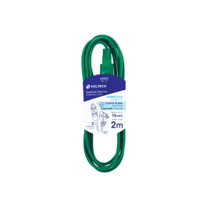 Volteck Extensión eléctrica doméstica 2 m clavija plana, verde