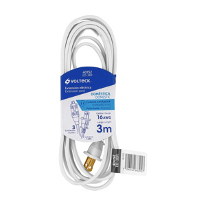 Volteck Extensión eléctrica doméstica 3 m clavija recta, blanca