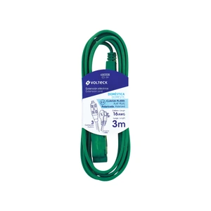 Volteck Extensión eléctrica doméstica 3 m clavija plana, verde