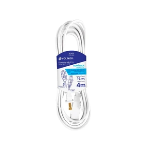 Volteck Extensión eléctrica doméstica 4 m clavija recta, blanca