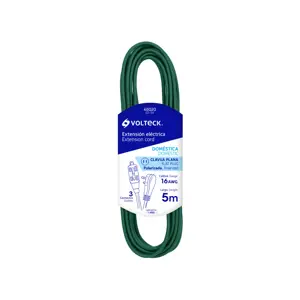 48020 / ED-5V Volteck Extensión eléctrica doméstica 5 m verde con clavija plana