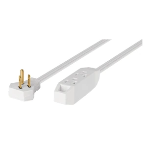 Volteck Extensión doméstica aterrizada 5 m blanca con clavija plana
