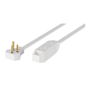 Volteck Extensión doméstica aterrizada 6 m blanca con clavija plana