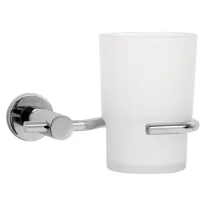 49668 / ELA-71 Portavaso cepillero cromo con vaso de vidrio, Foset Element