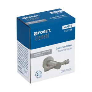 Gancho doble metálico satín para toallas, Foset Element