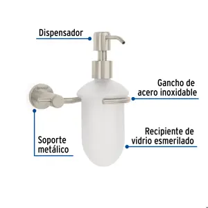 Dispensador de jabón a pared en acabado satín, Foset Element