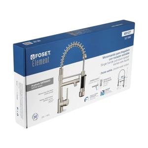 Foset Monomando con doble salida para fregadero, Satín, Element