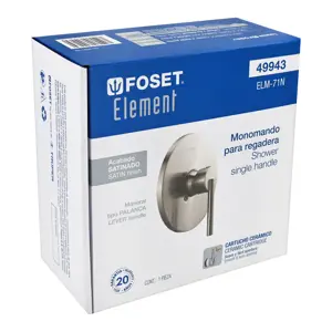 49943 / ELM-71N Monomando satín para regadera sin desviador, Foset