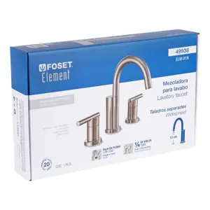 49938 / ELM-91N Foset Mezcladora satín para lavabo con taladros separados, Element
