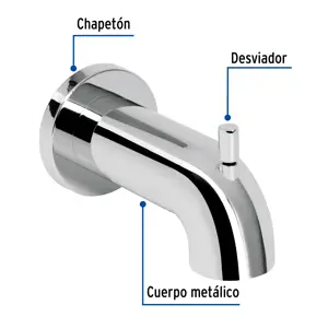 Salida de tina con desviador, cromo, FOSET ELEMENT