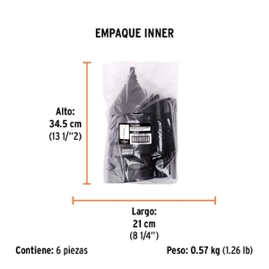 Embudo plástico 500 ml, cuello flexible con filtro, Truper
