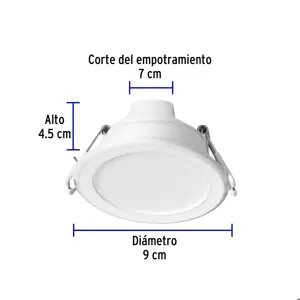 Volteck Luminario LED empotrable 5 W redondo, luz de día, Basic