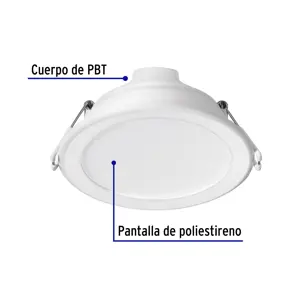 Volteck Luminario LED empotrable 7 W redondo, luz de día, Basic