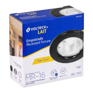 Volteck Luminario redondo negro spot fijo, lámpara no incluida