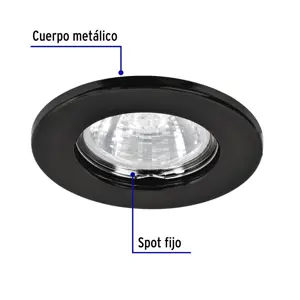 Volteck Luminario redondo negro spot fijo, lámpara no incluida