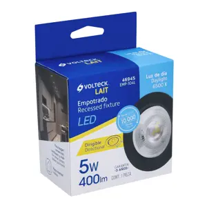 Volteck Luminario de LED 5 W empotrar redondo negro spot dirigible