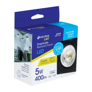 46948 / EMP-107L  Volteck Luminario de LED 5 W empotrar cuadrado negro spot dirigible
