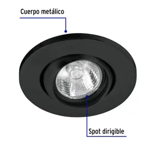 Volteck Luminario redondo negro spot esférico, lámpara no incluida