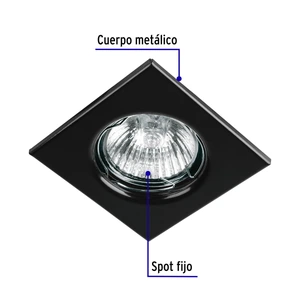 Volteck Luminario cuadrado negro spot fijo, lámpara no incluida