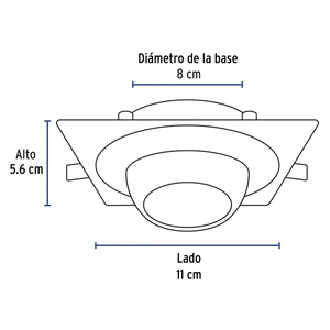 Volteck Luminario cuadrado negro spot esférico, lámpara no incluida