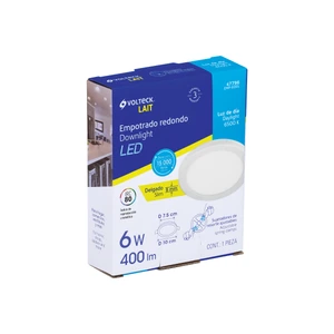 Volteck Luminario de LED para empotrar 6 W, ajustable, luz de día