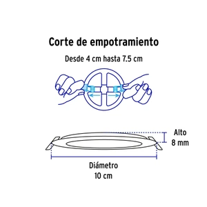 Volteck Luminario de LED para empotrar 6 W, ajustable, luz de día
