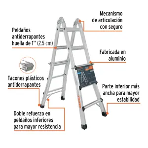 Truper Multiescalera telescópica,4.5 m,capacidad de carga 150 kg