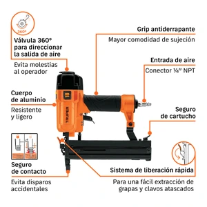 Engrapadora neumática, calibre 18, Truper