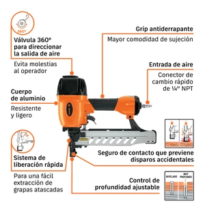 Engrapadora neumática, calibre 16, Truper