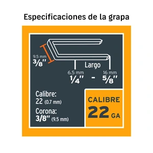 Engrapadora neumatica, calibre 22, Truper