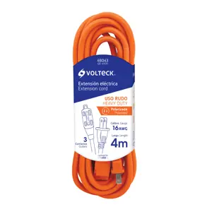 48043 / ER-4X16 Extensión eléctrica de uso rudo 4 m 2x16 AWG, Volteck