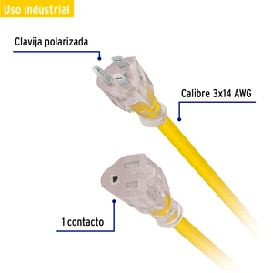 Extensión reforzada aterrizada 10 m calibre 14, Volteck