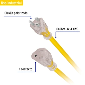 Extensión reforzada aterrizada 6 m calibre 14, Volteck