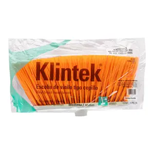 57054 / ES-200C Klintek Escoba mediana tipo cepillo, cerdas de PVC, bastón de madera