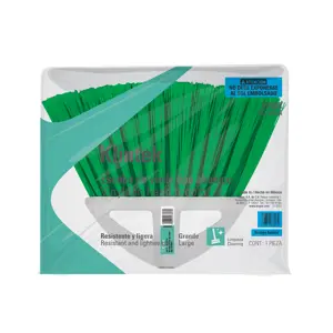Klintek Escoba grande tipo abanico, cerdas de PVC, bastón de madera