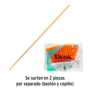 Klintek Escoba grande tipo abanico, cerdas de PVC, bastón de madera
