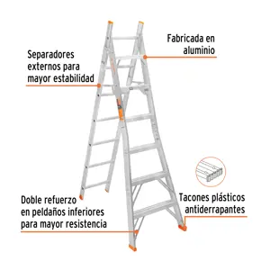 Escalera convertible, tipo ll, 13 escalones, TRUPER