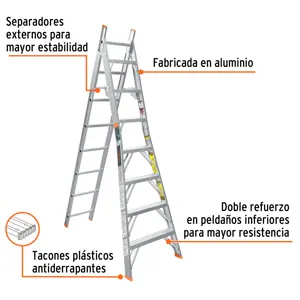 Escalera convertible, tipo ll, 15 escalones, TRUPER