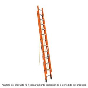 Escalera de extensión, tipo II, 20 peldaños, fibra de vidrio