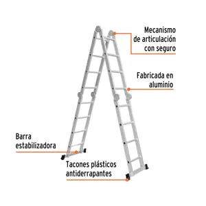 Escalera multiposición 16 peldaños, Tipo I, Truper