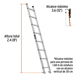 Escalera recta, tipo III, 8 peldaños, TRUPER