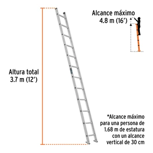 Escalera recta, tipo III, 12 peldaños, TRUPER