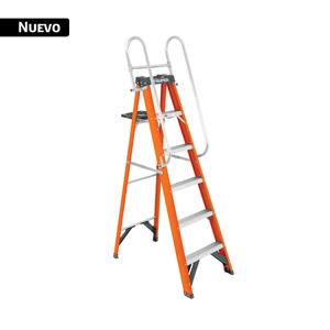 104418 / EST-25BA Escalera de tijera con barandal, 5 peldaños, fibra de vidrio