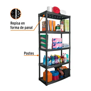 Estante plástico uso rudo 5 rep/cap. 70 Kg, 185x43x91,TRUPER