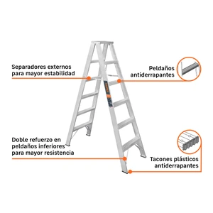 Escalera de tijera doble, tipo ll, 5 escalones, Truper