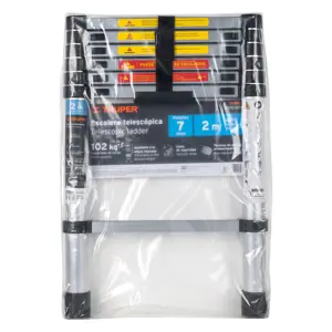 Truper Escalera telescópica, 7 peldaños, tipo II, capacidad 102kg